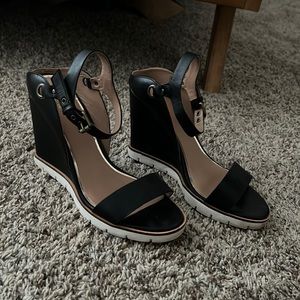 Black wedge sandals
